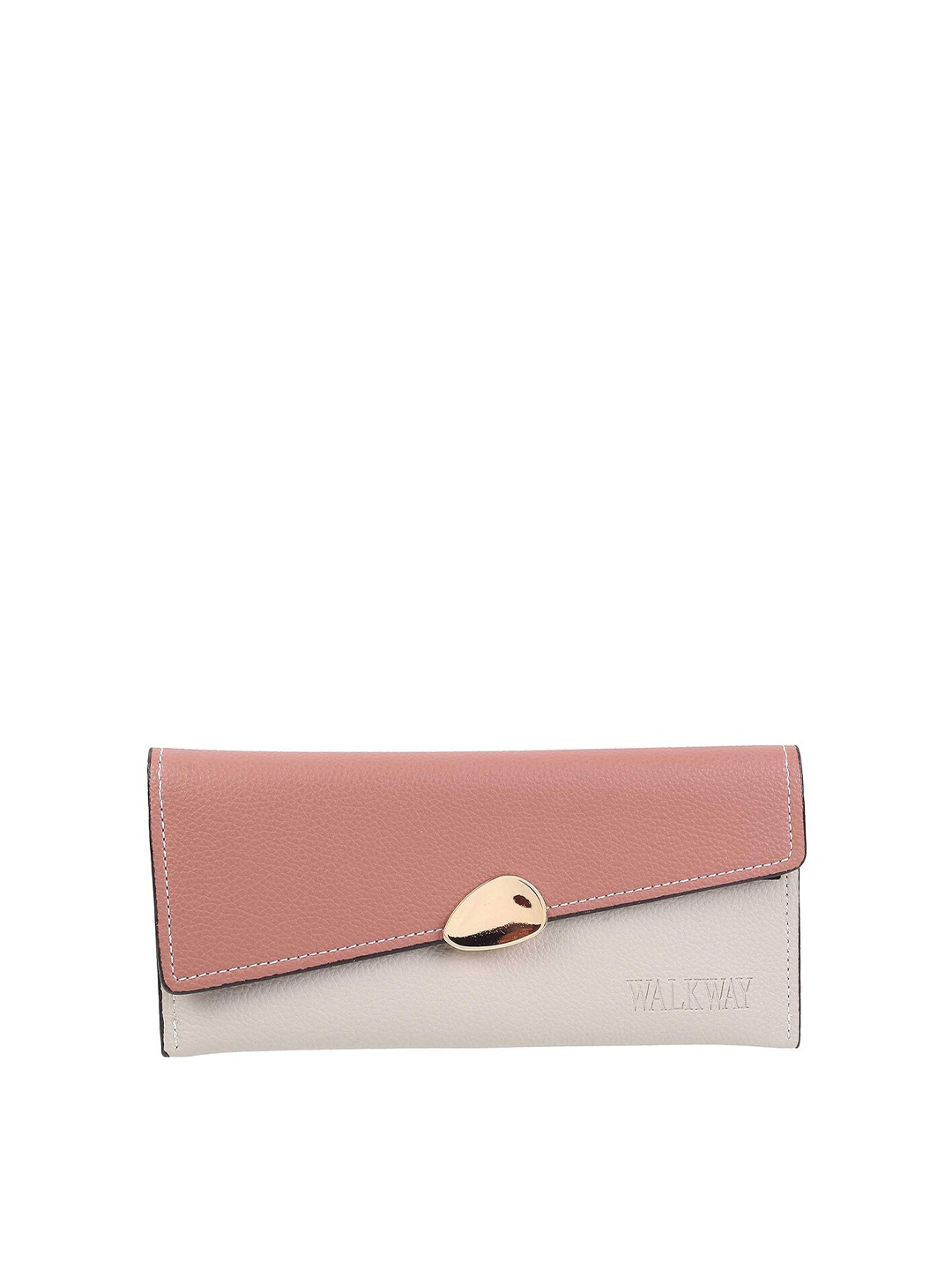 

WALKWAY by Metro Women Colourblocked Two Fold Wallet, Peach