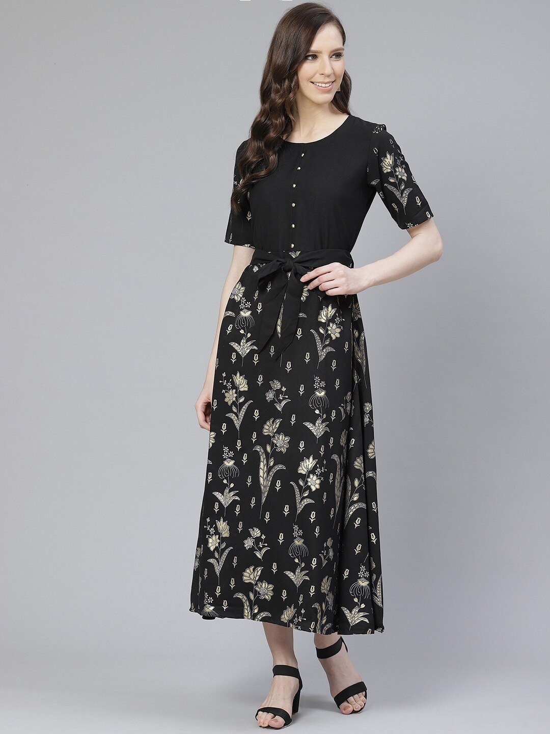 

ZIYAA Floral Maxi Dress, Black