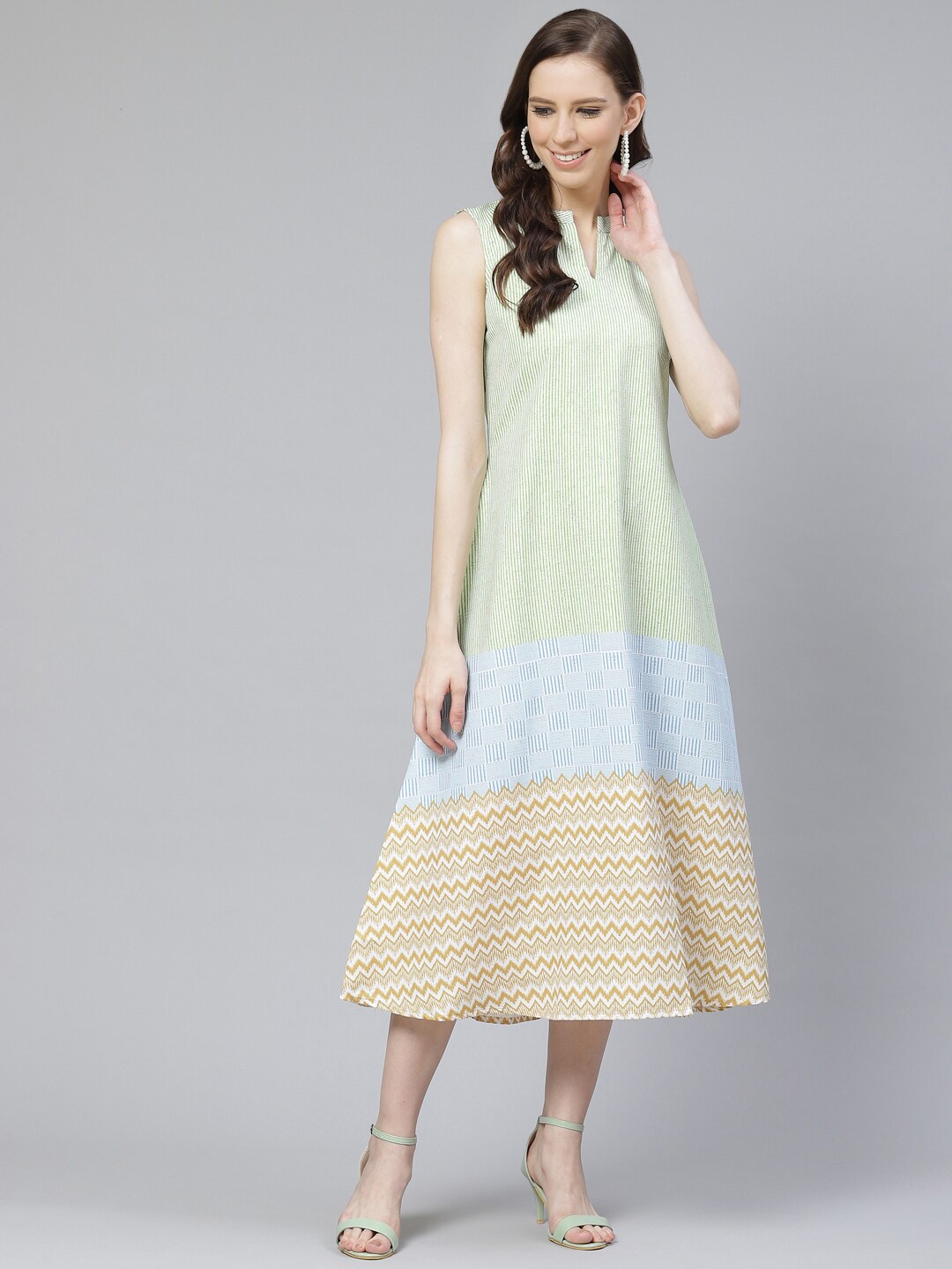 

ZIYAA A-Line Midi Dress, Green