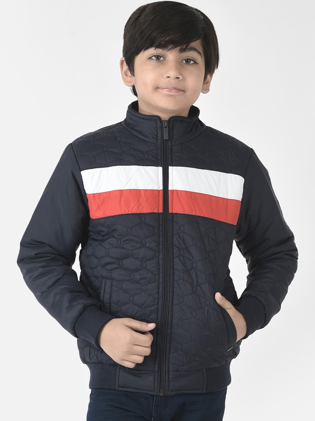 

Crimsoune Club Boys Striped Lightweight Bomber Jacket, Navy blue