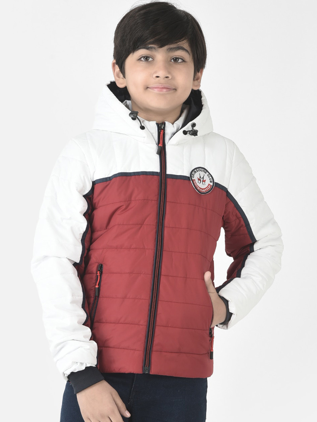 

Crimsoune Club Boys Colourblocked Lightweight Puffer Jacket, Red