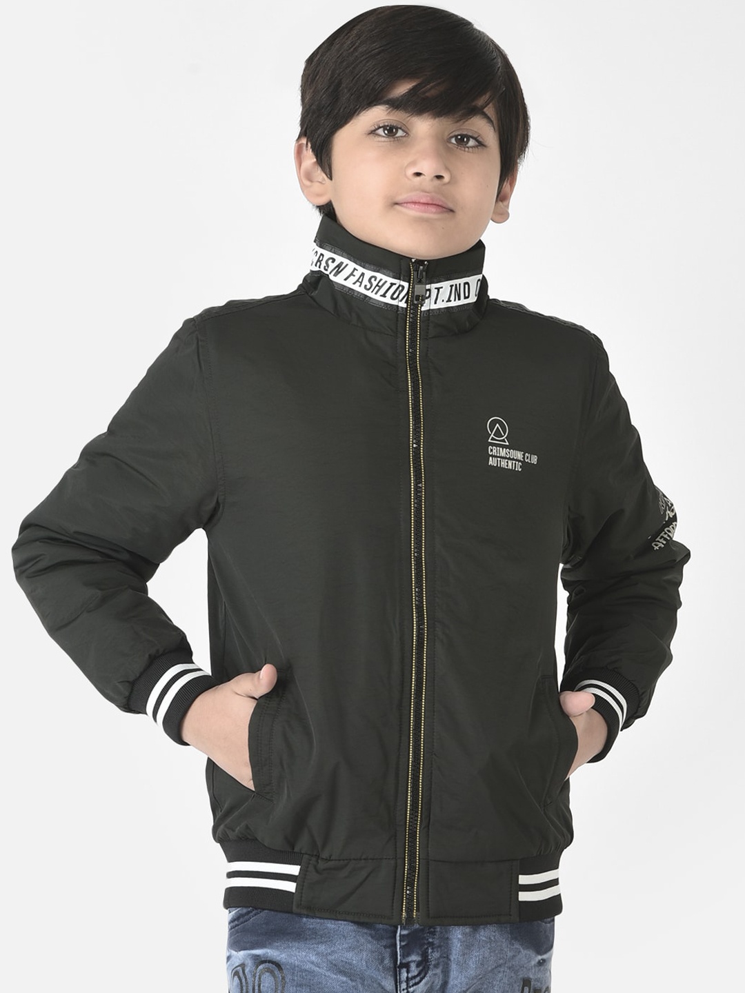 

Crimsoune Club Boys Solid Lightweight Bomber Jacket, Olive