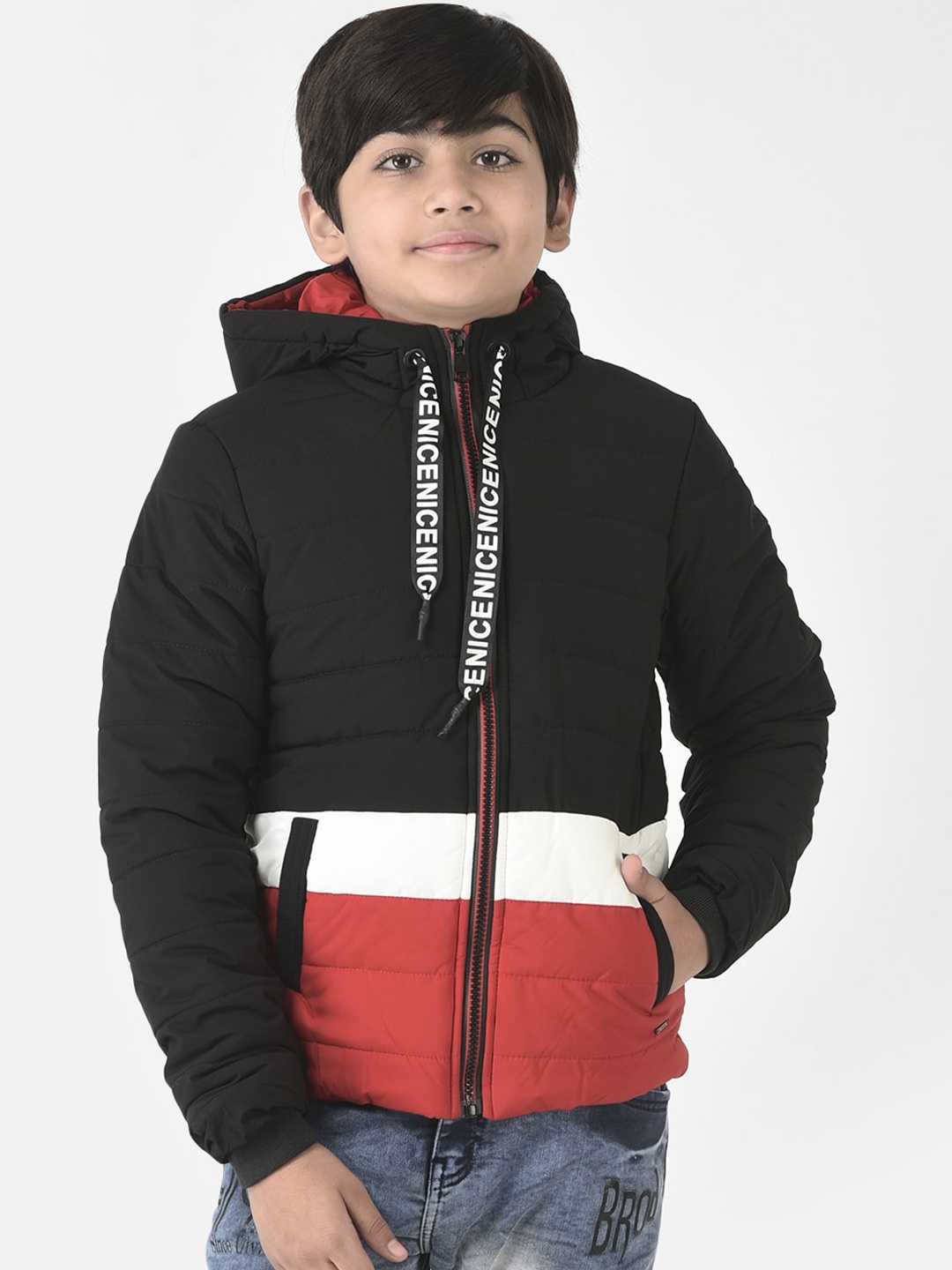 

Crimsoune Club Boys Colourblocked Lightweight Puffer Jacket, Black