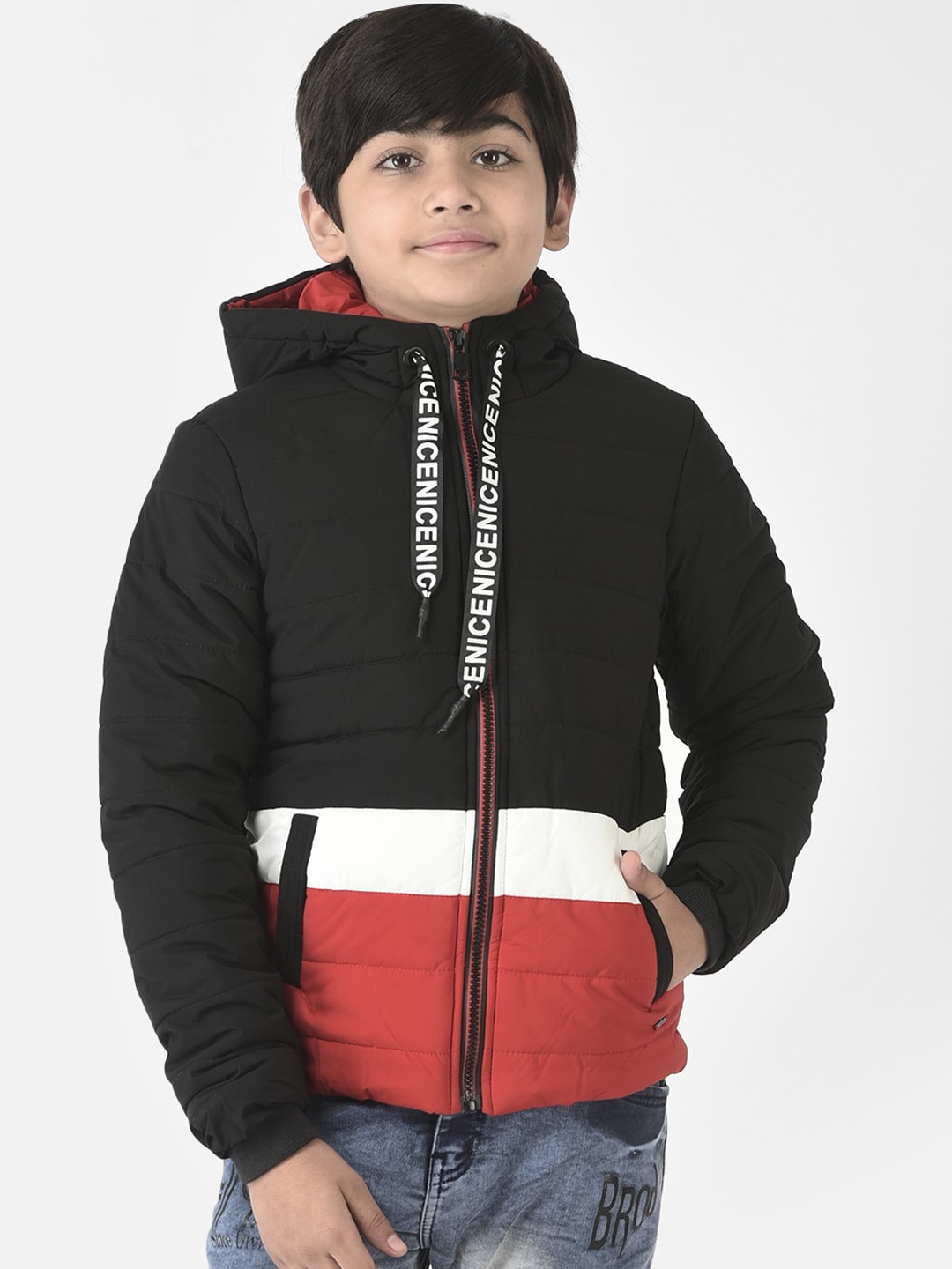

Crimsoune Club Boys Colourblocked Lightweight Puffer Jacket, Black