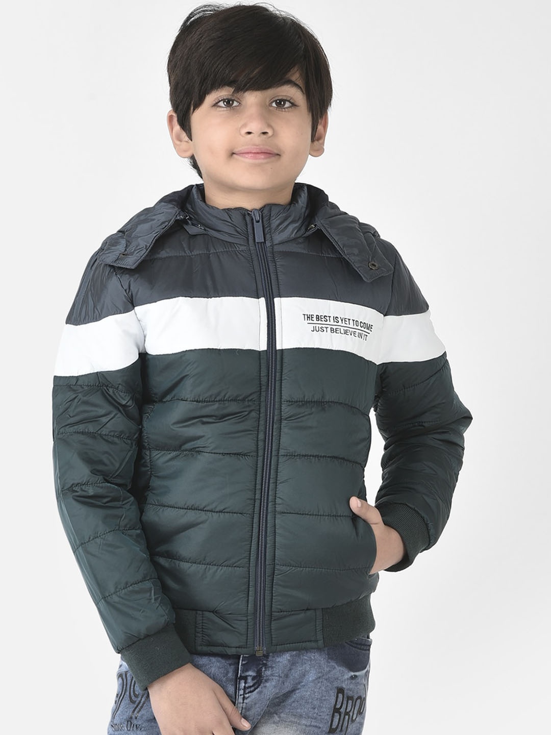 

Crimsoune Club Boys Colourblocked Lightweight Padded Jacket, Olive