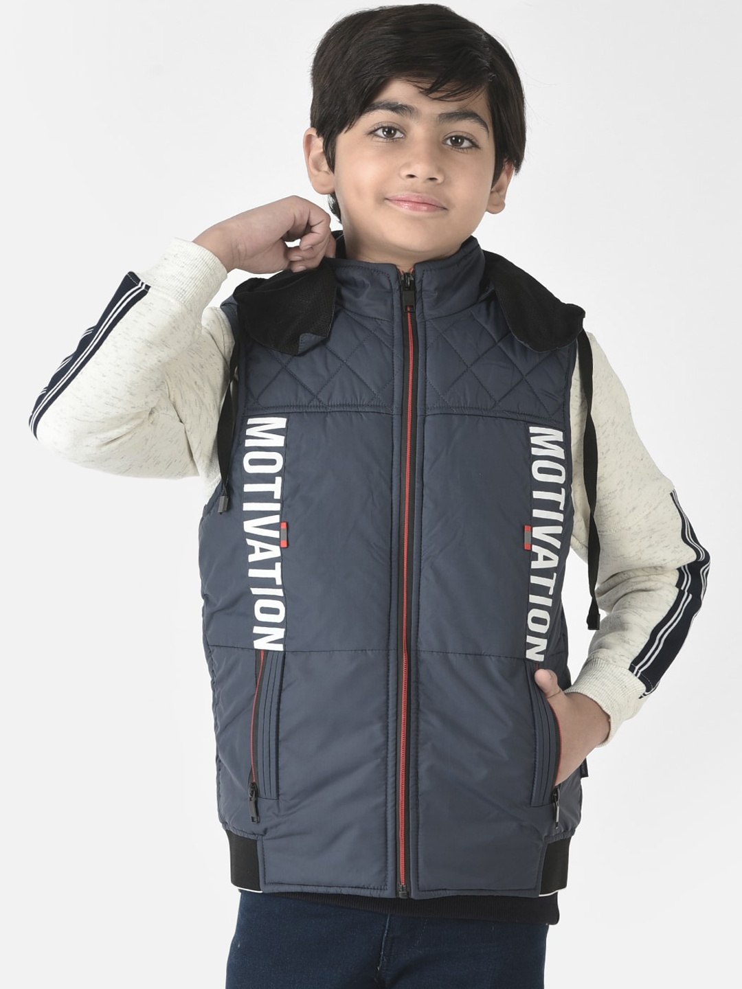 

Crimsoune Club Boys Typography Lightweight Padded Jacket, Navy blue