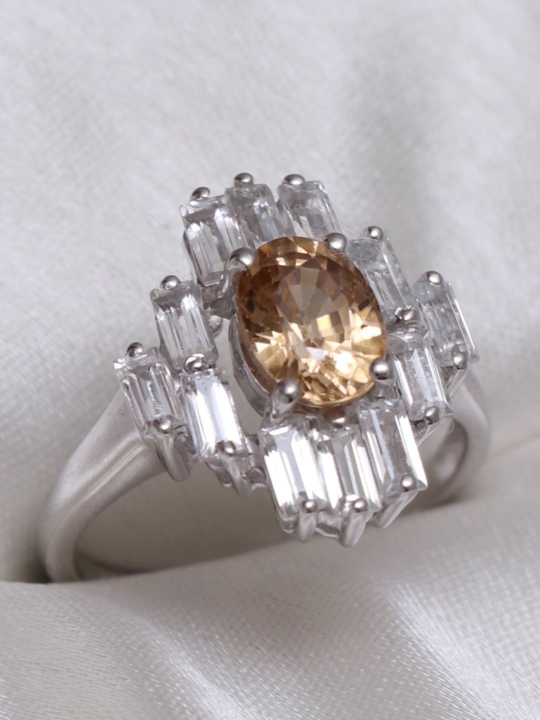 

HIFLYER JEWELS Stone-Studded Finger Ring, Yellow