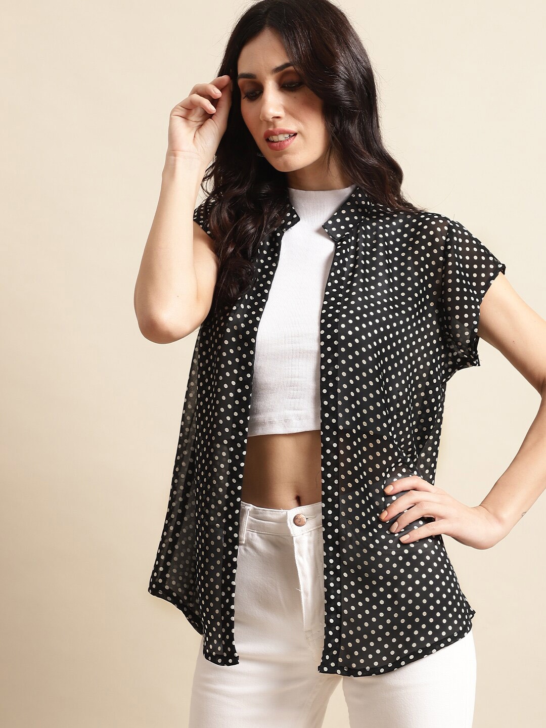 

UnaOne Women Printed Shrug, Black