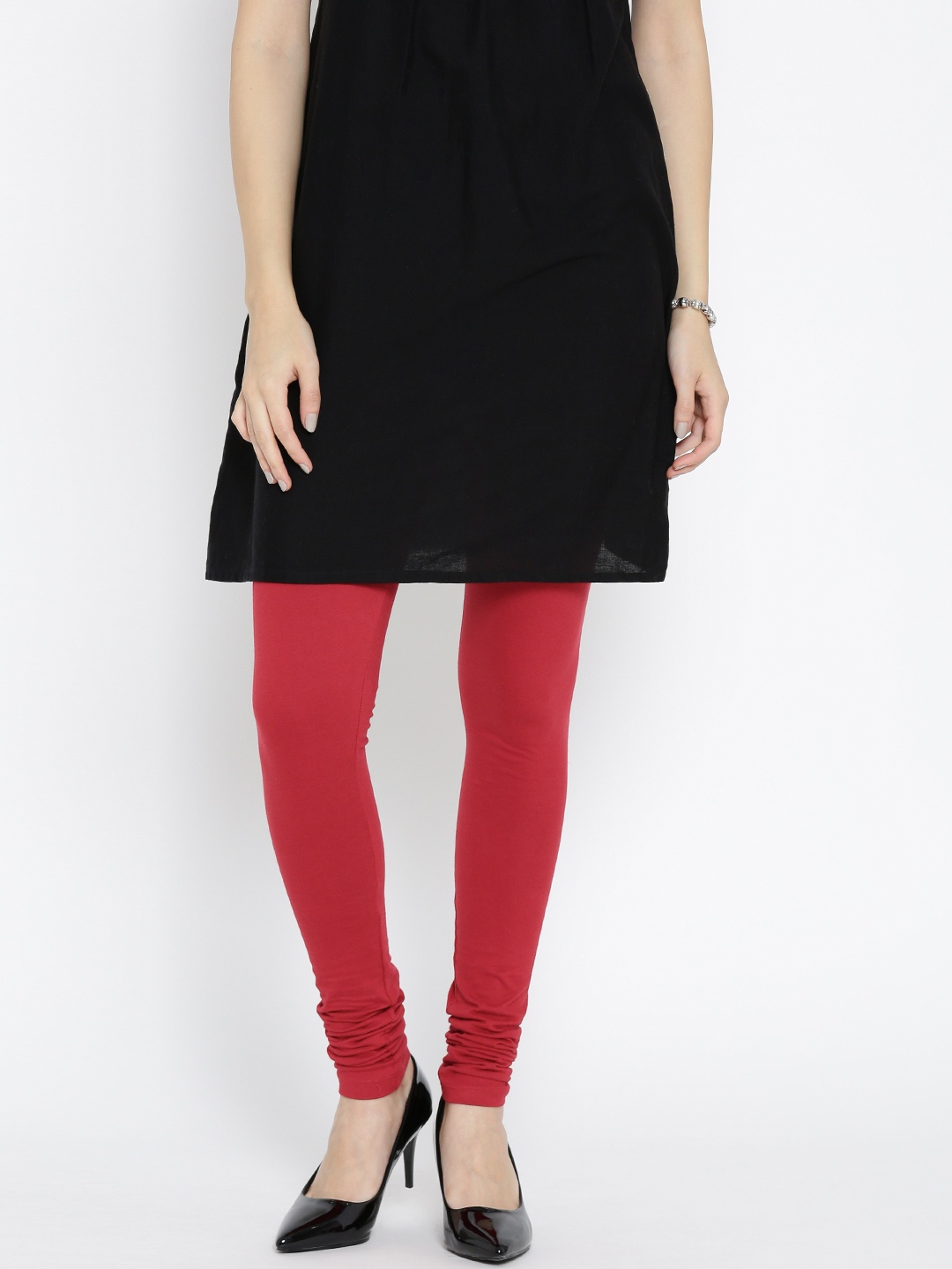 

AURELIA Coral Red Churidar Leggings
