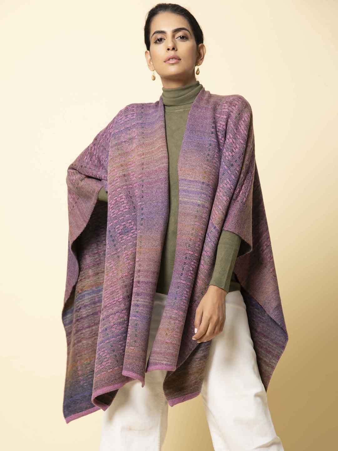 

KHALEEJ Women Pink Striped Open Front Jacket