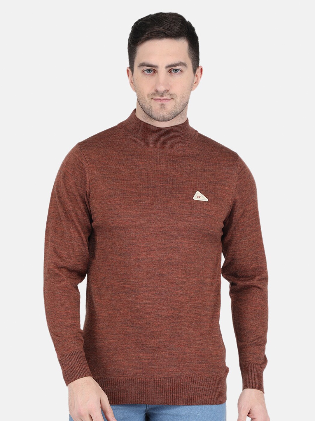 

Monte Carlo Men Round Neck Long Sleeves Wool Pullover, Brown