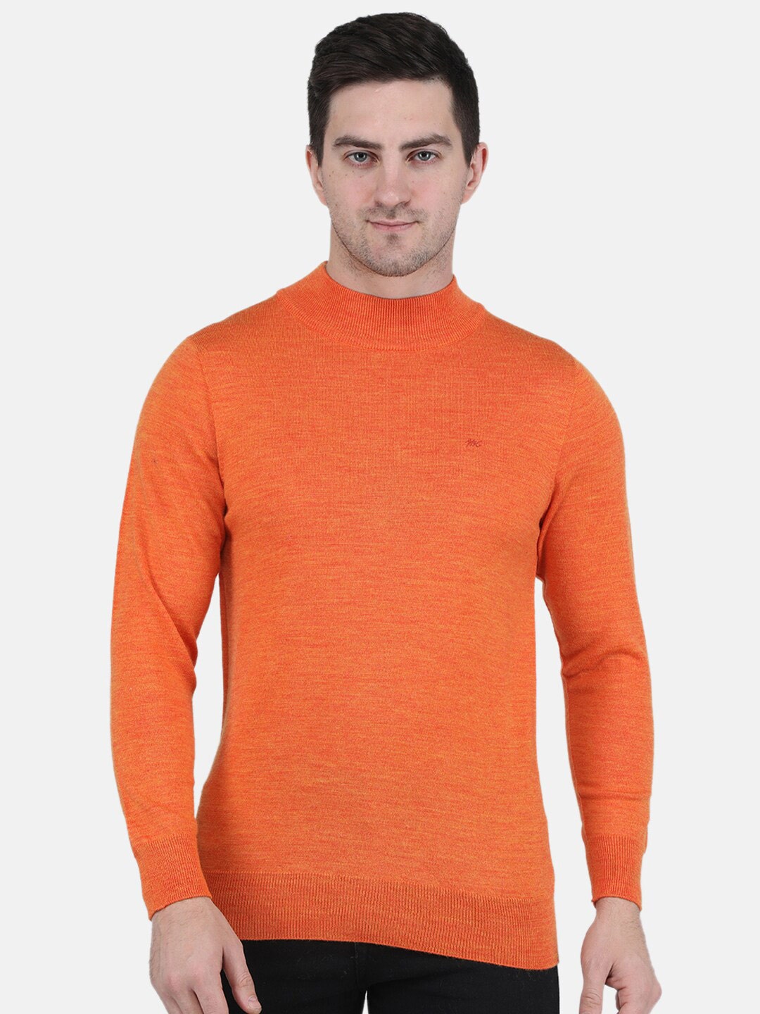 

Monte Carlo Men Round Neck Long Sleeves Wool Pullover, Orange