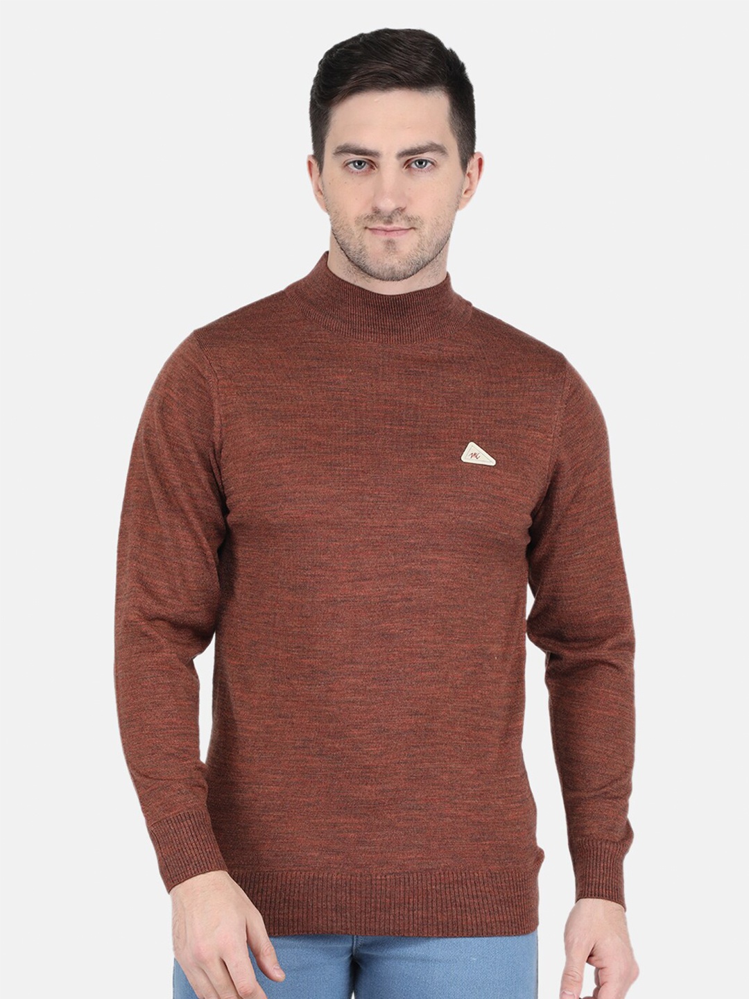 

Monte Carlo Men Round Neck Long Sleeves Wool Cardigan, Brown