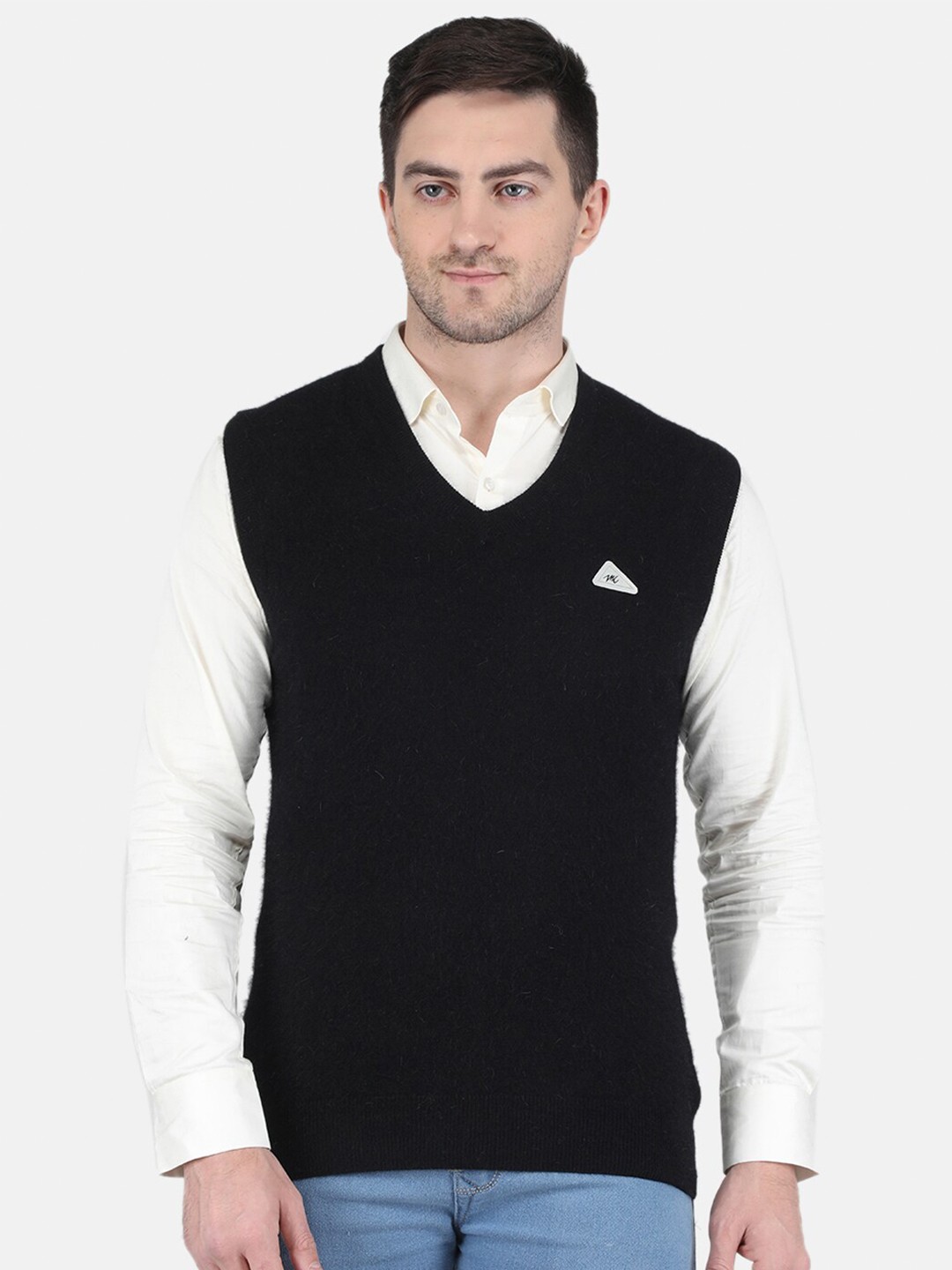 

Monte Carlo Men V-Neck Solid Sweater Vest, Black