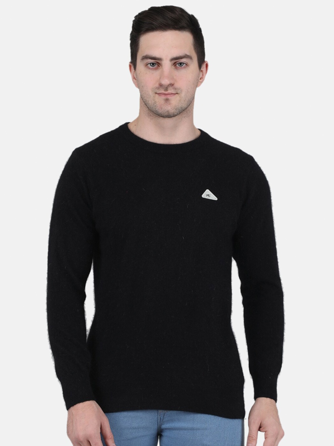 

Monte Carlo Men Solid Round Neck Pullover Sweater, Black