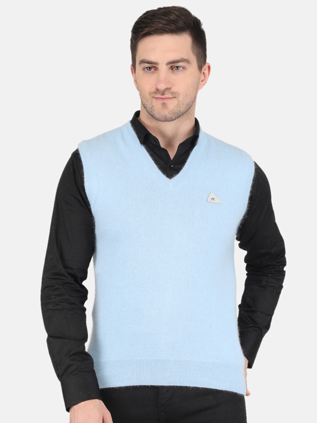 

Monte Carlo Men V-Neck Sleeveless Wool Pullover, Blue