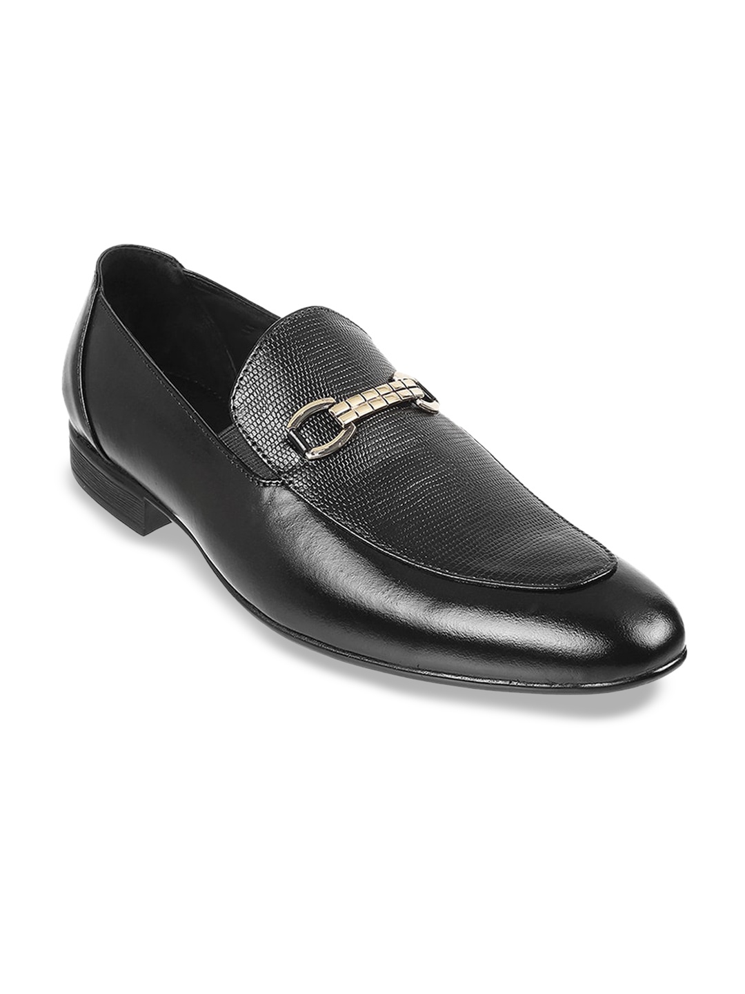 

Mochi Men Textured Formal Loafers, Black