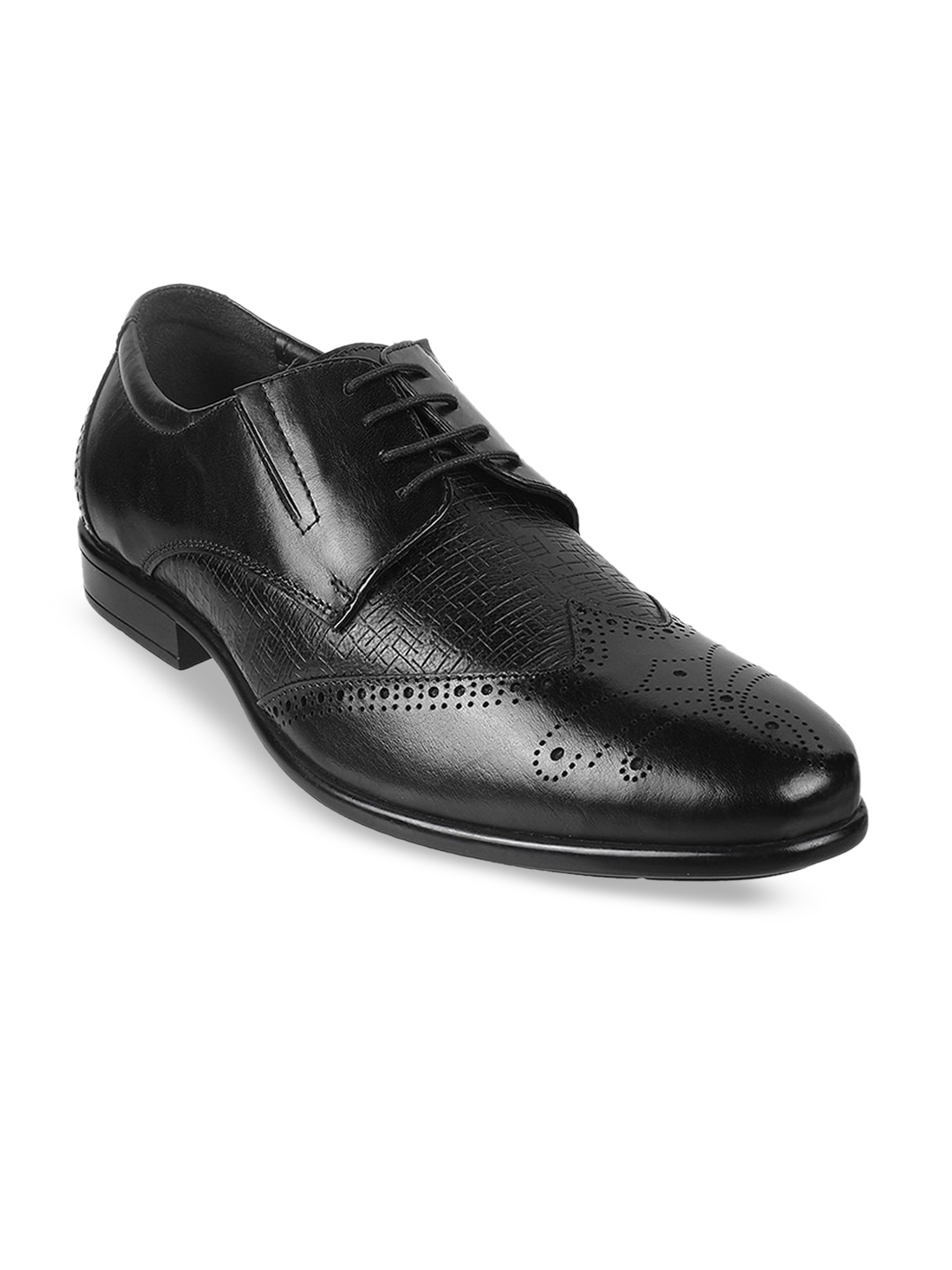 

Mochi Men Textured Leather Formal Derbys, Black