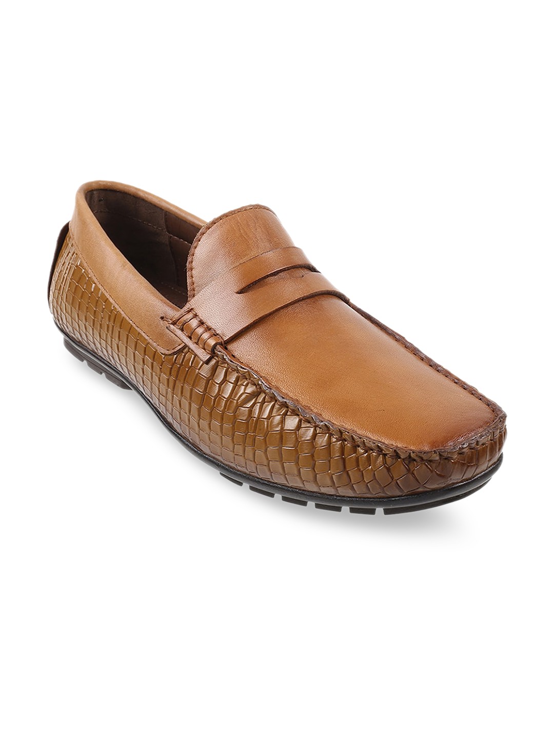 

Mochi Men Textured Leather Loafers, Tan