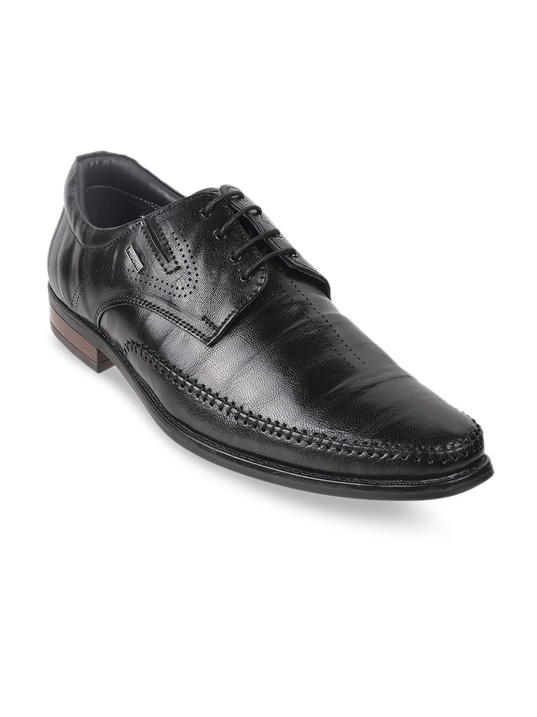 

Mochi Men Leather Textured Formal Derbys, Black