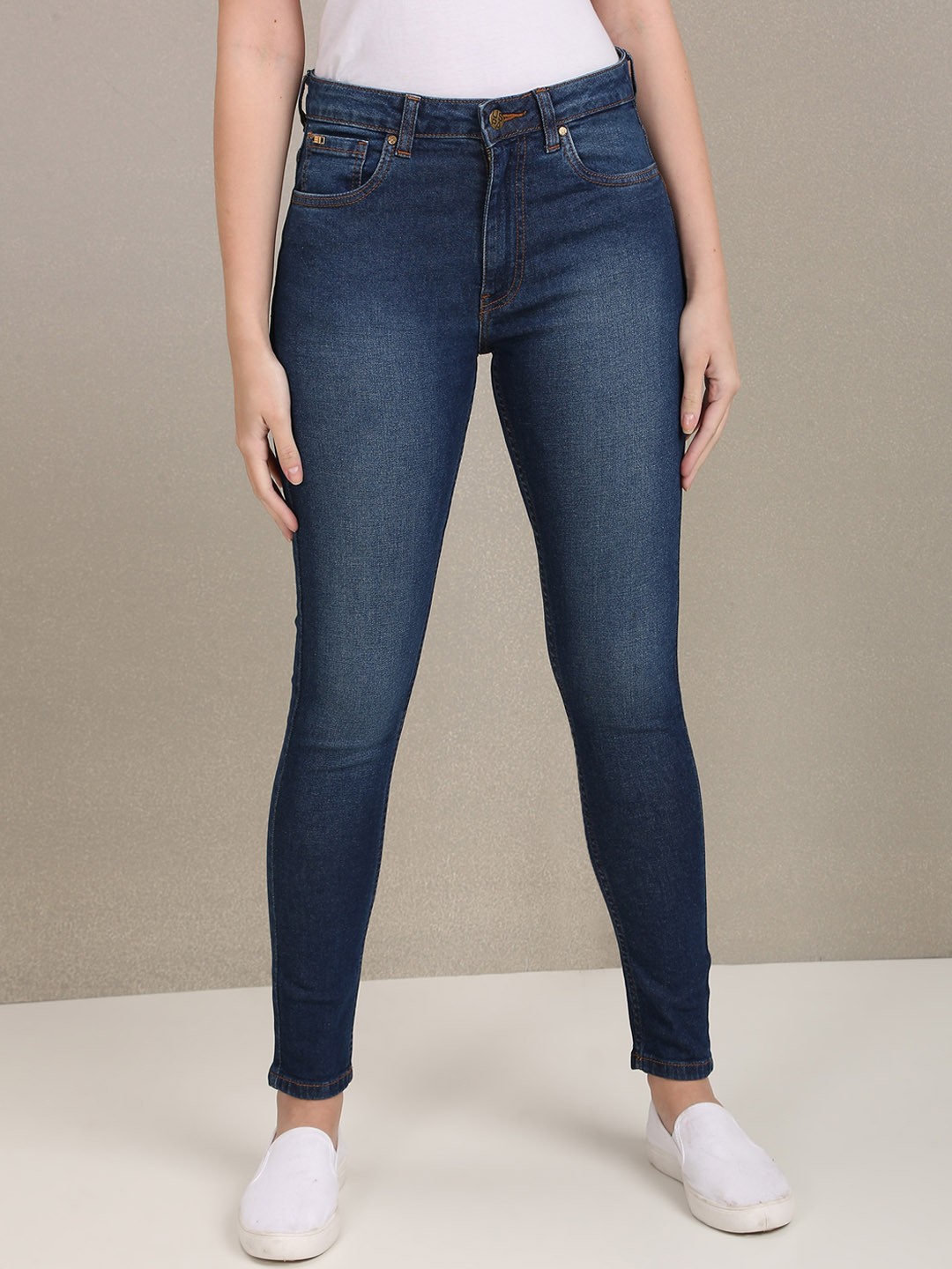 

U.S. Polo Assn. Women Super Skinny Fit Cotton High-Rise Light Fade Stretchable Jeans, Blue
