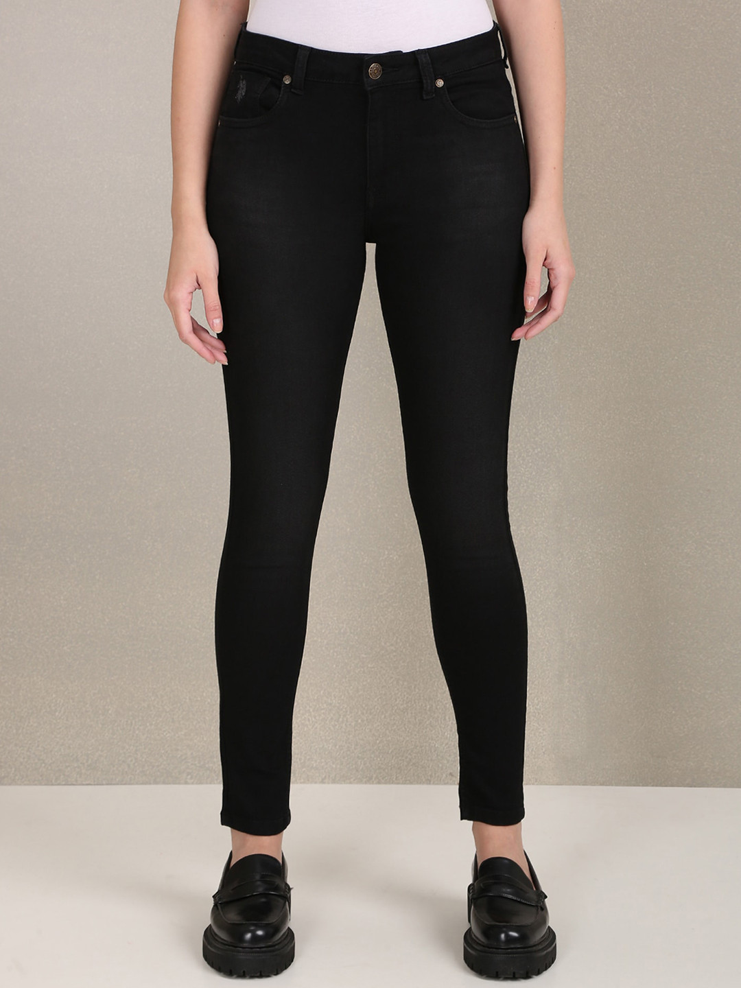 

U.S. Polo Assn. Women Skinny Fit Stretchable Jeans, Black