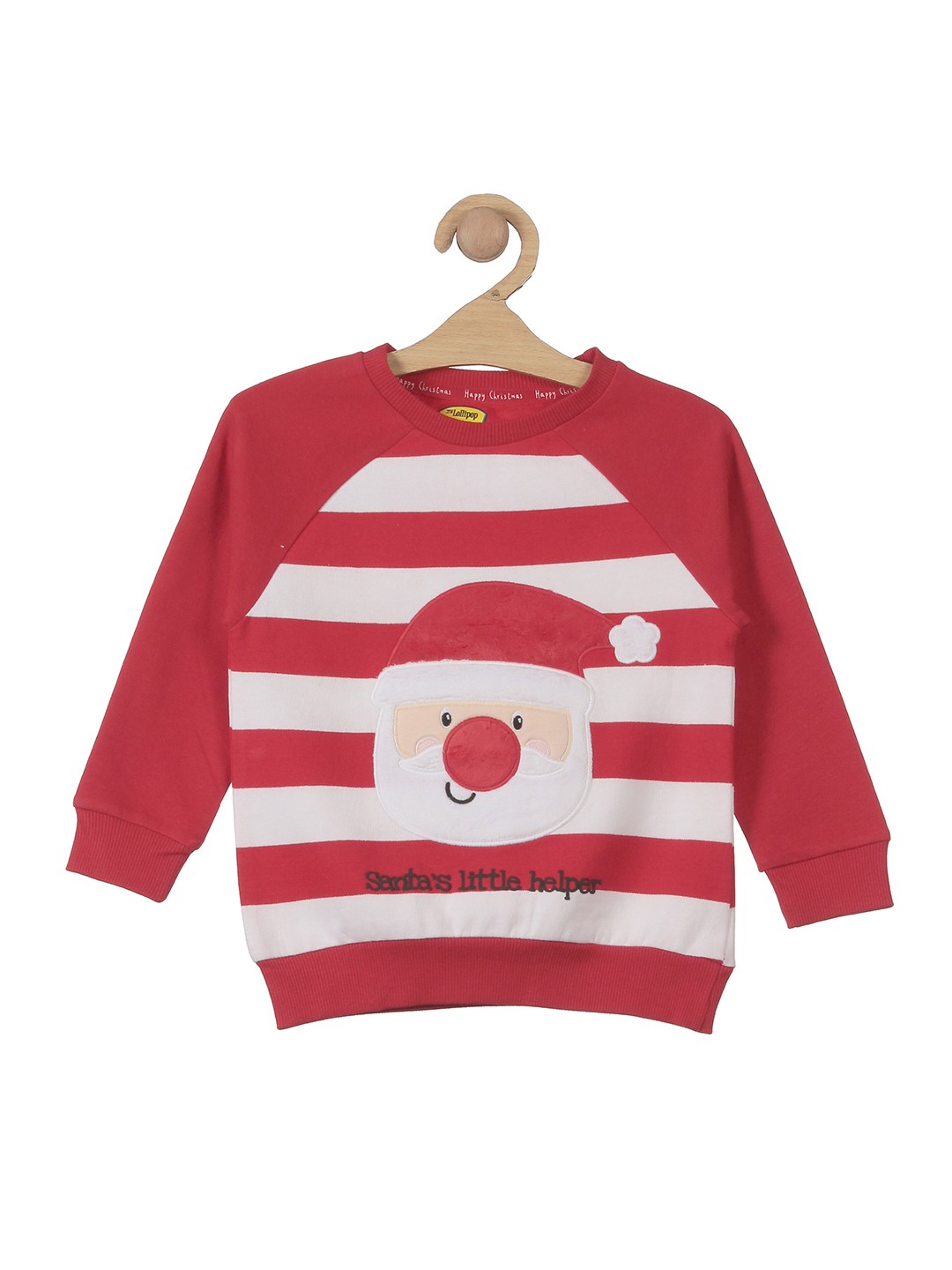 

Lil Lollipop Unisex Kids Round Neck Striped Fleece Sweatshirt, Red