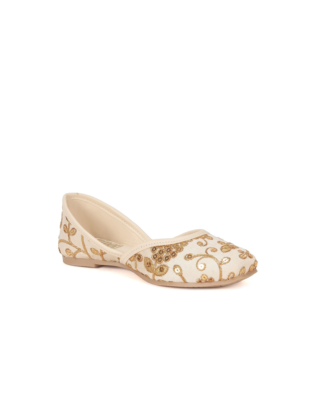 

Lil Lollipop Girls Ethnic Mojaris with Embroidered Flats, Beige