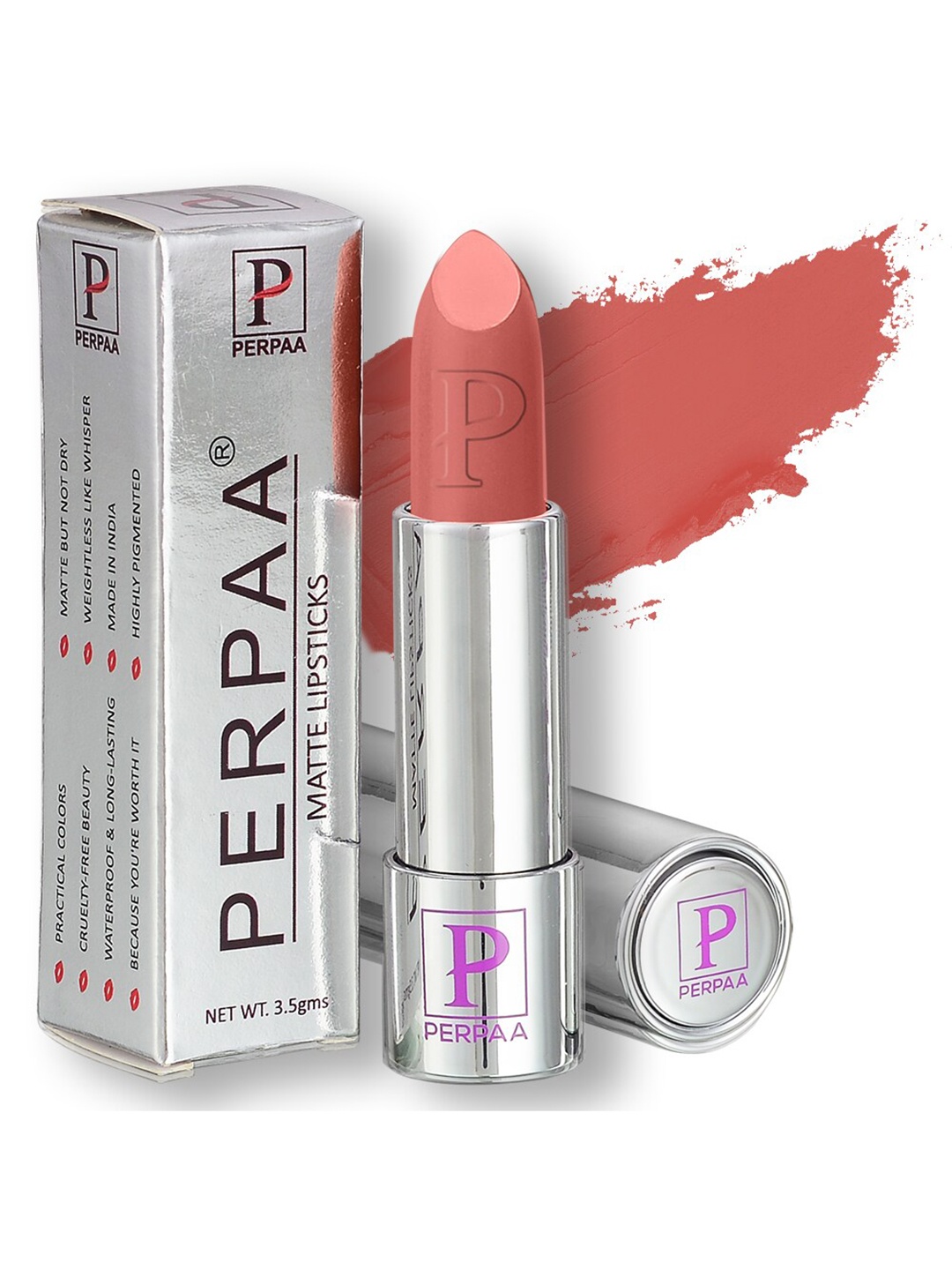 

PERPAA Set of 2 Push Button Matte Lipstick 3.5g each - Matte Nude 162 & Matte Brown 167, Peach