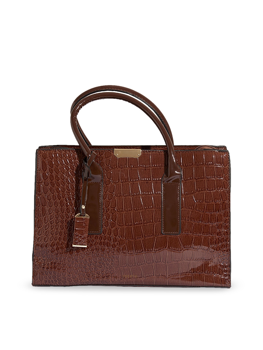 

THESTO Animal Textured PU Structured Handheld Bag, Brown