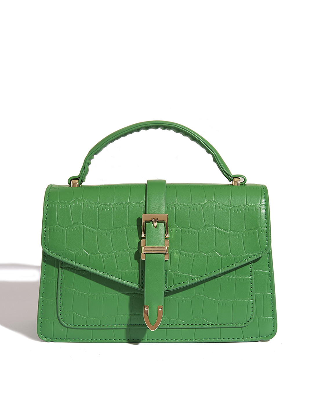 

THESTO Animal Textured PU Structured Satchel, Green