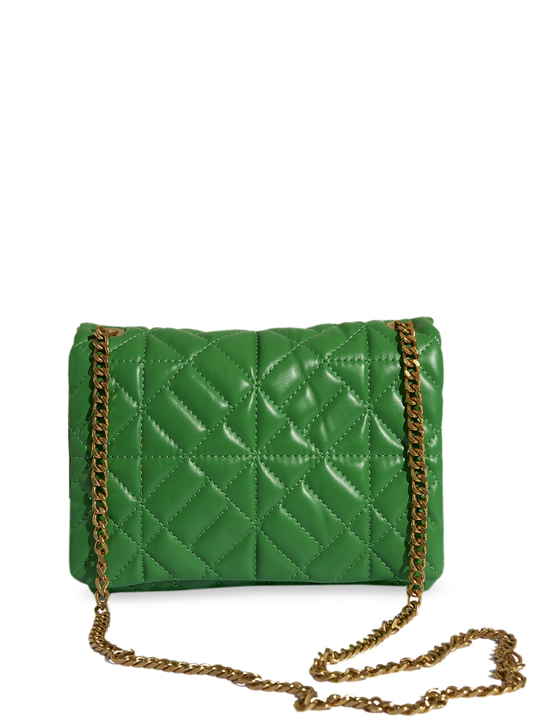 

THESTO Geometric Textured PU Structured Sling Bag with Quilted, Green