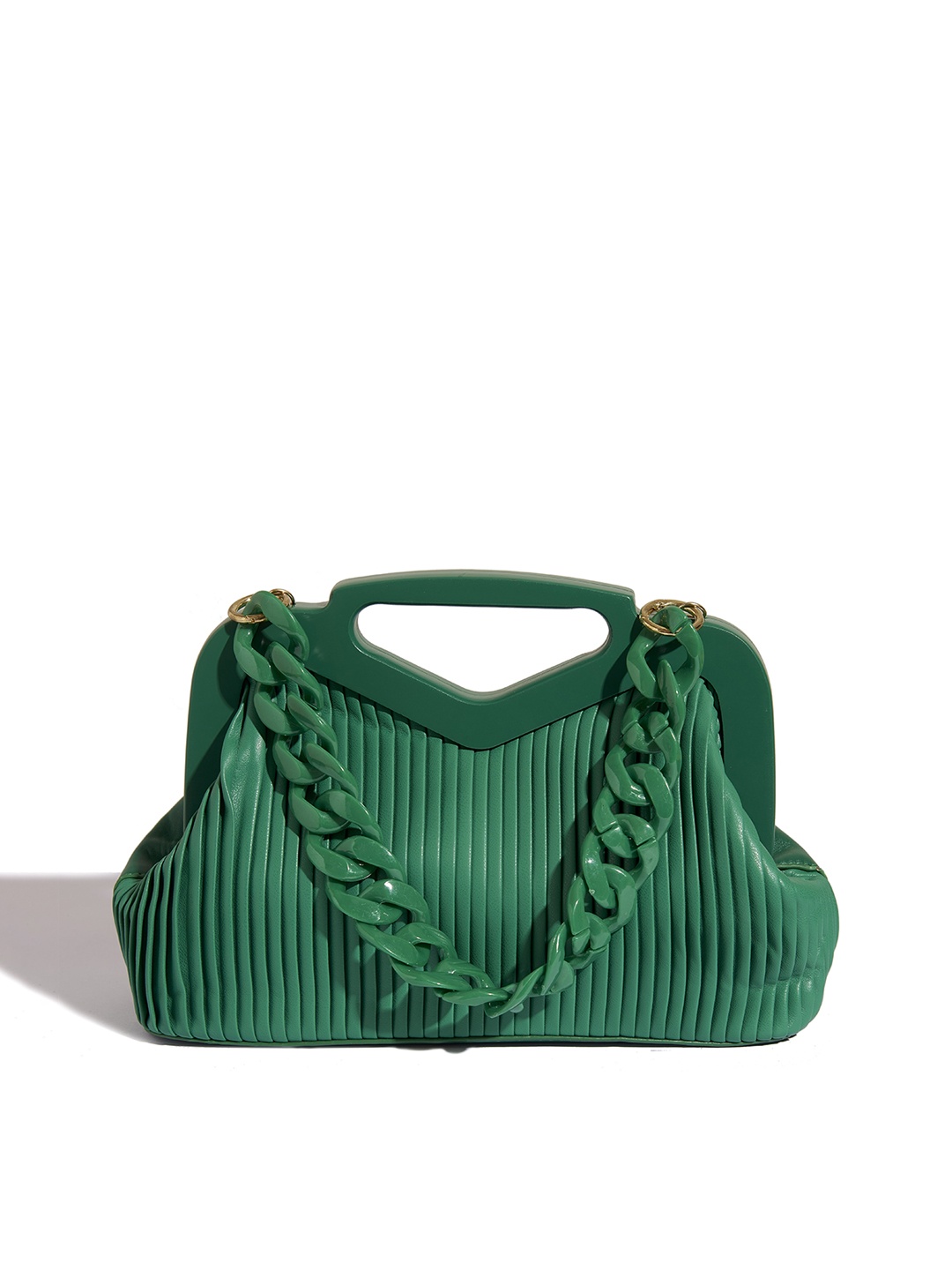 

THESTO Striped Structured Handheld Bag, Green