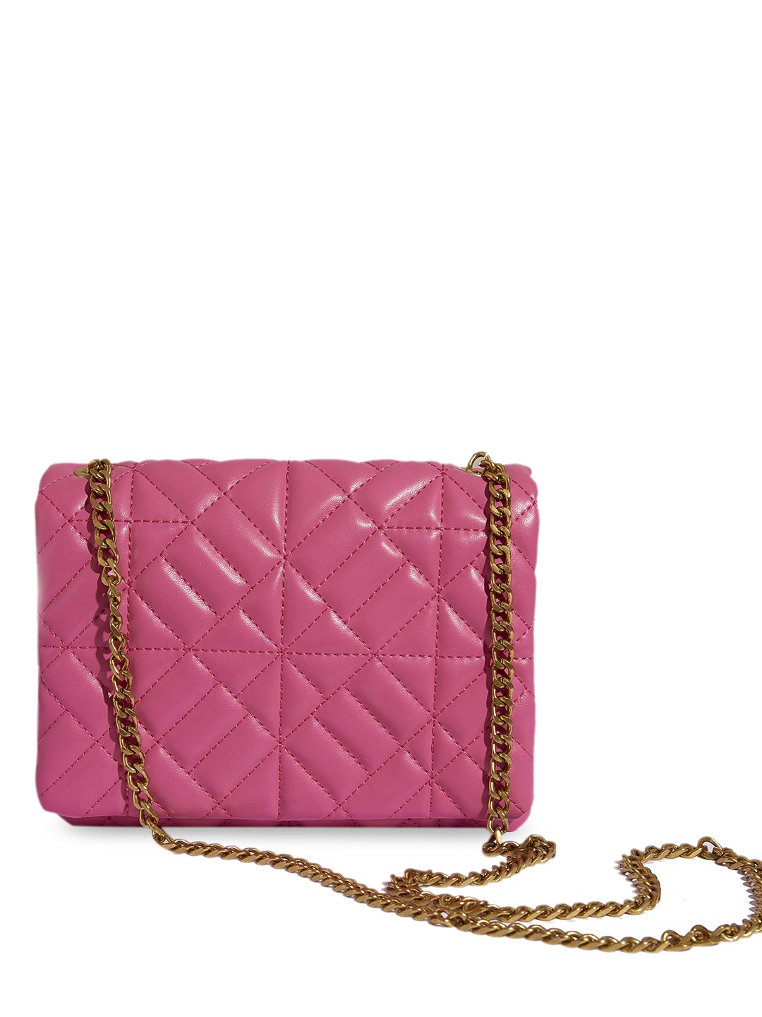 

THESTO PU Structured Sling Bag with Quilted, Pink