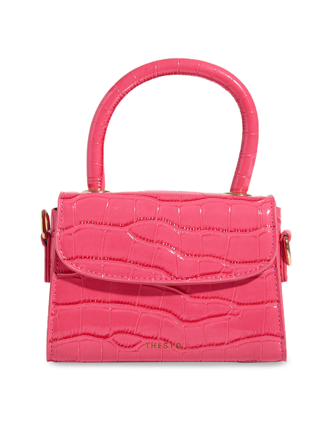 

THESTO PU Structured Handheld Bag with Quilted, Pink