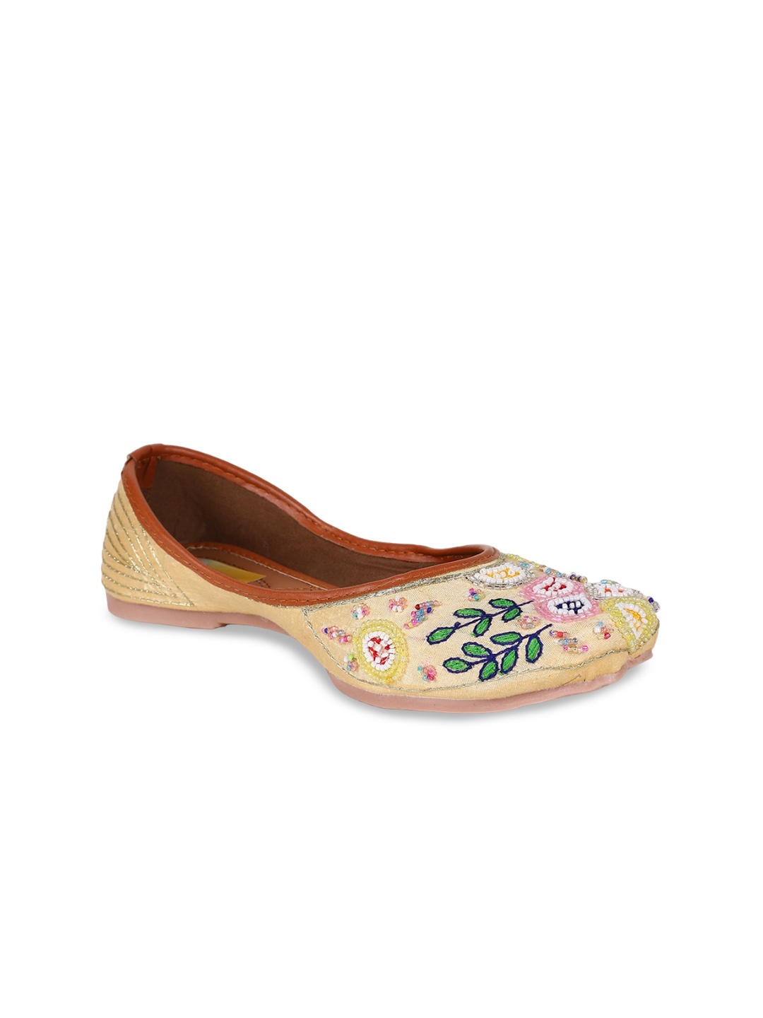 

The Desi Dulhan Women Embellished Ethnic Mojaris Flats, Beige