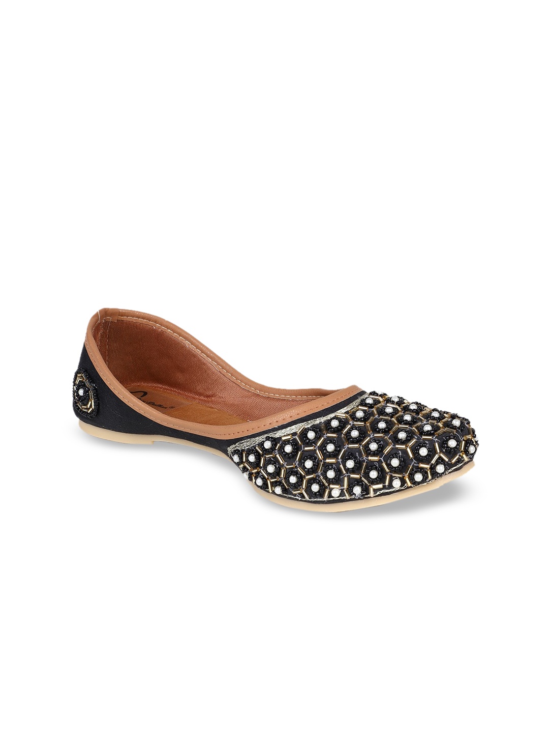 

The Desi Dulhan Women Embellished Ethnic Mojaris Flats, Black