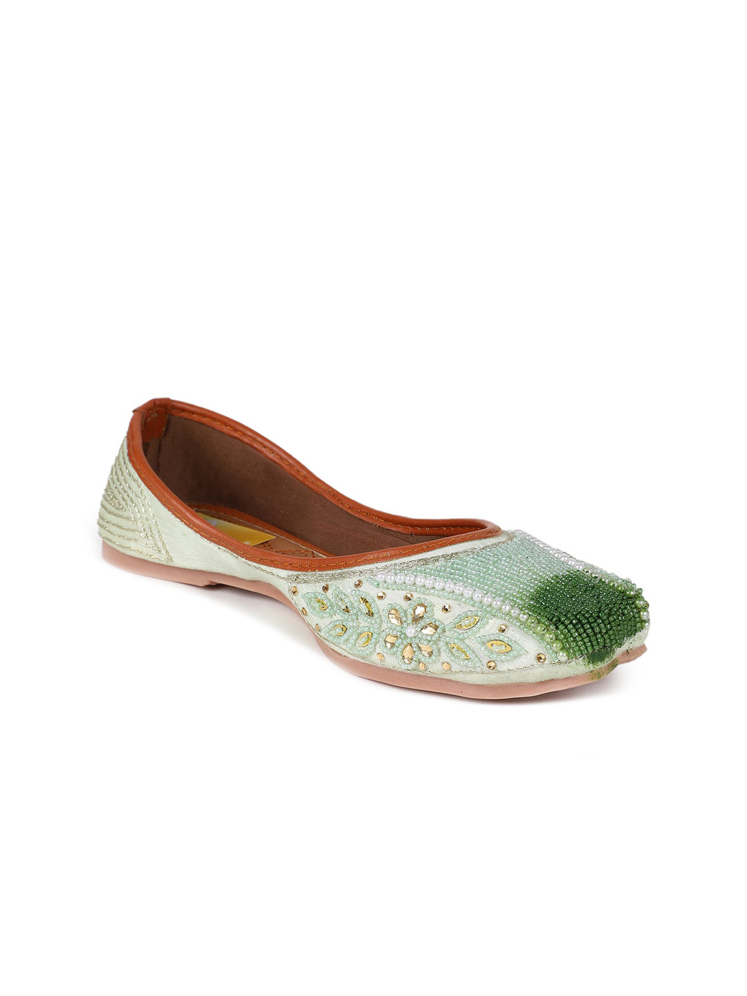 

The Desi Dulhan Women Embellished Ethnic Mojaris Flats, Green