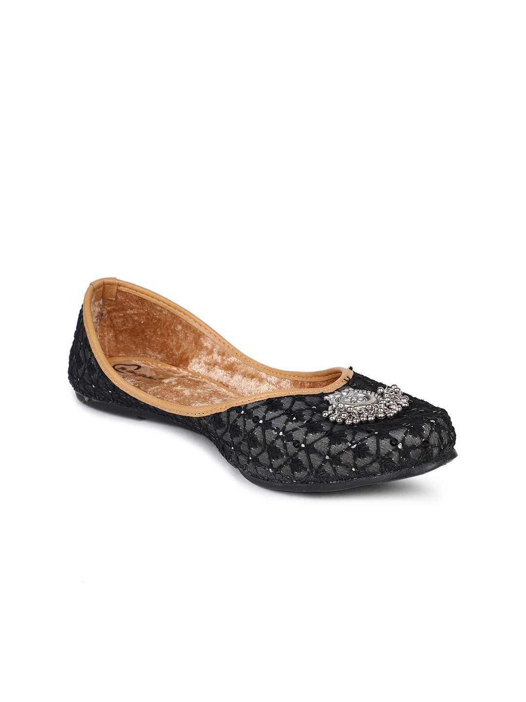

The Desi Dulhan Women Embellished Ethnic Mojaris Flats, Black
