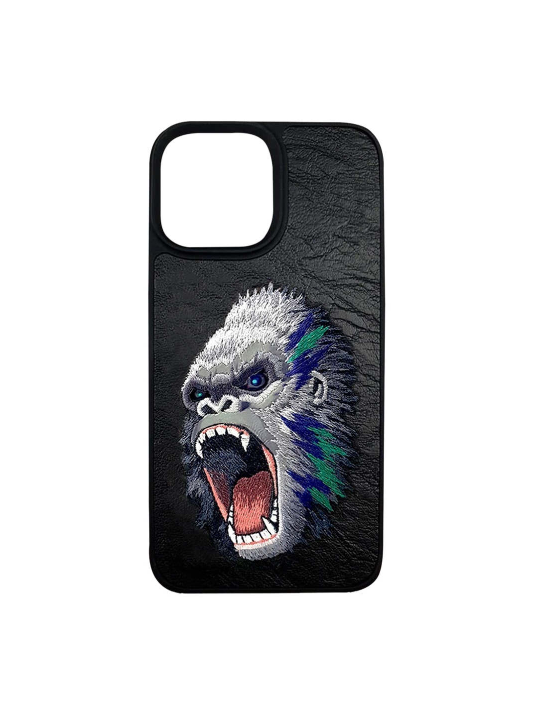 

TREEMODA Black Chimpanzee Printed Leather iPhone 13 Pro Max Back Cover
