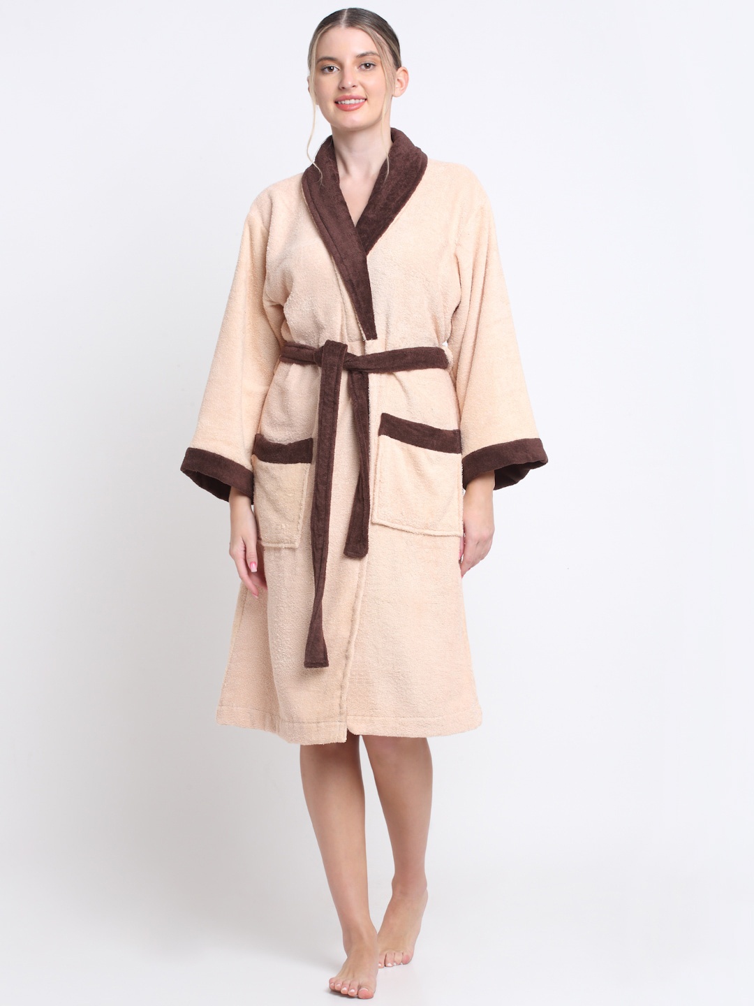 

Creeva Women Peach & Brown Luxury Bathrobe