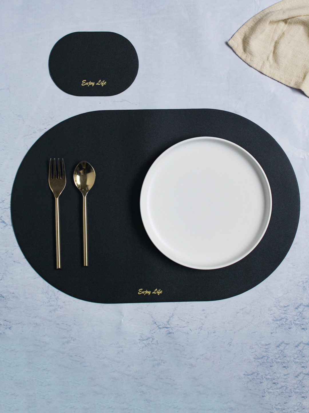 

Nestasia 12 Pcs Black Anti Skid Table Placemats & Coasters Set