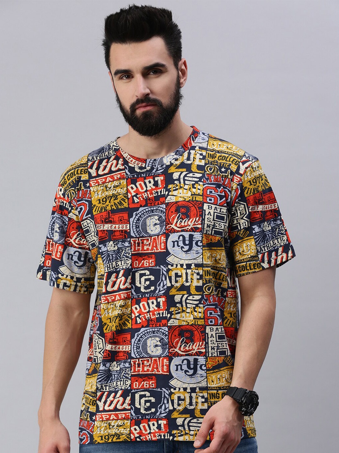 

Rodzen Men Printed Justice League Pure Cotton T-shirt, Multi