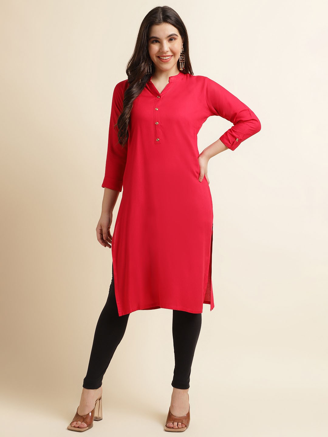 

Fabclub Roll Up Sleeve Kurta, Pink
