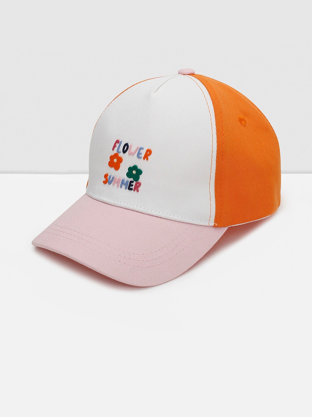 

max Girls Colourblocked Cotton Baseball Cap, Orange