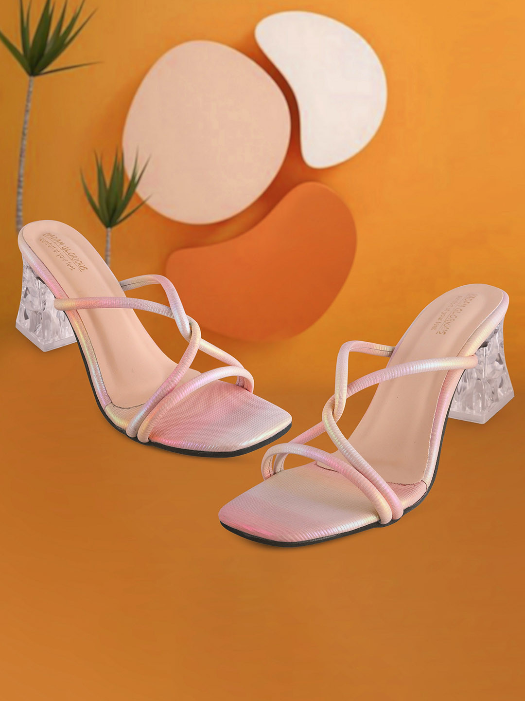 

madam glorious Square Toe Block Heels, Gold