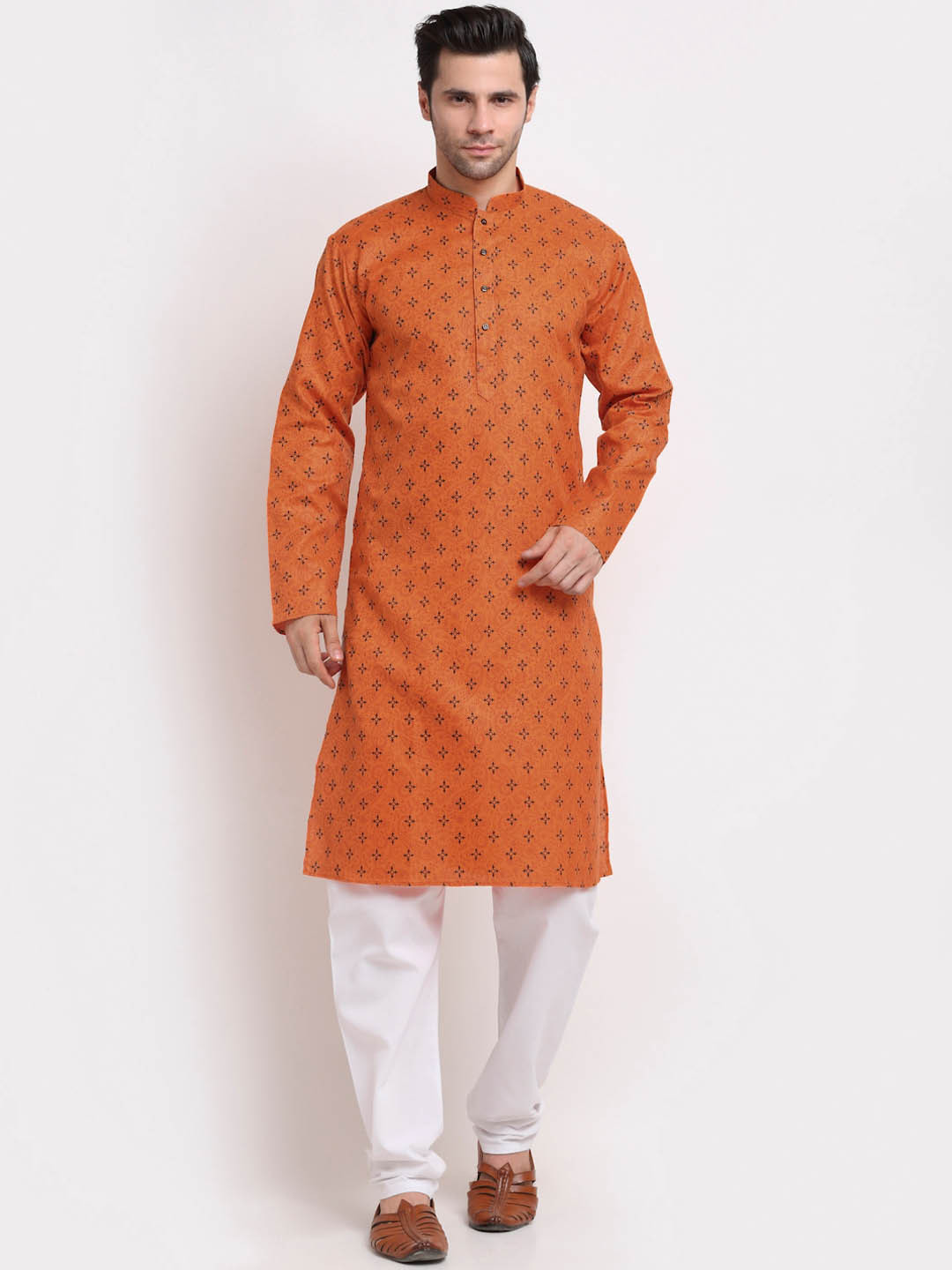

KRAFT INDIA Men Ethnic Motifs Printed Cotton Kurta, Orange
