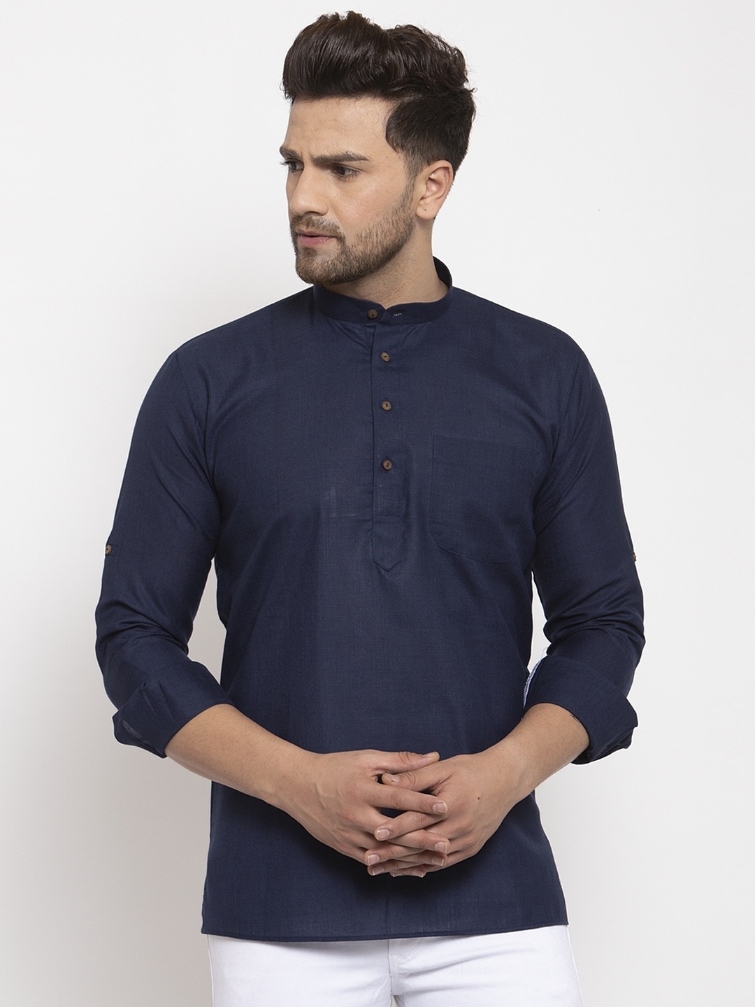 

KRAFT INDIA Men Navy Cotton Kurta, Navy blue