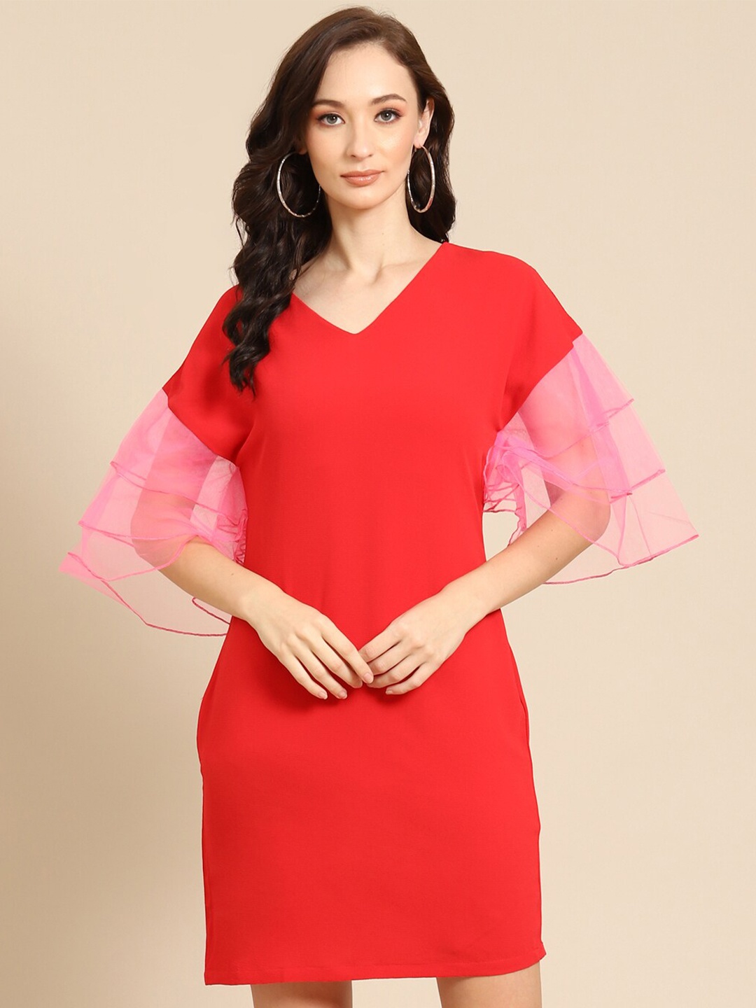 

DODO & MOA Georgette A-Line Dress, Red