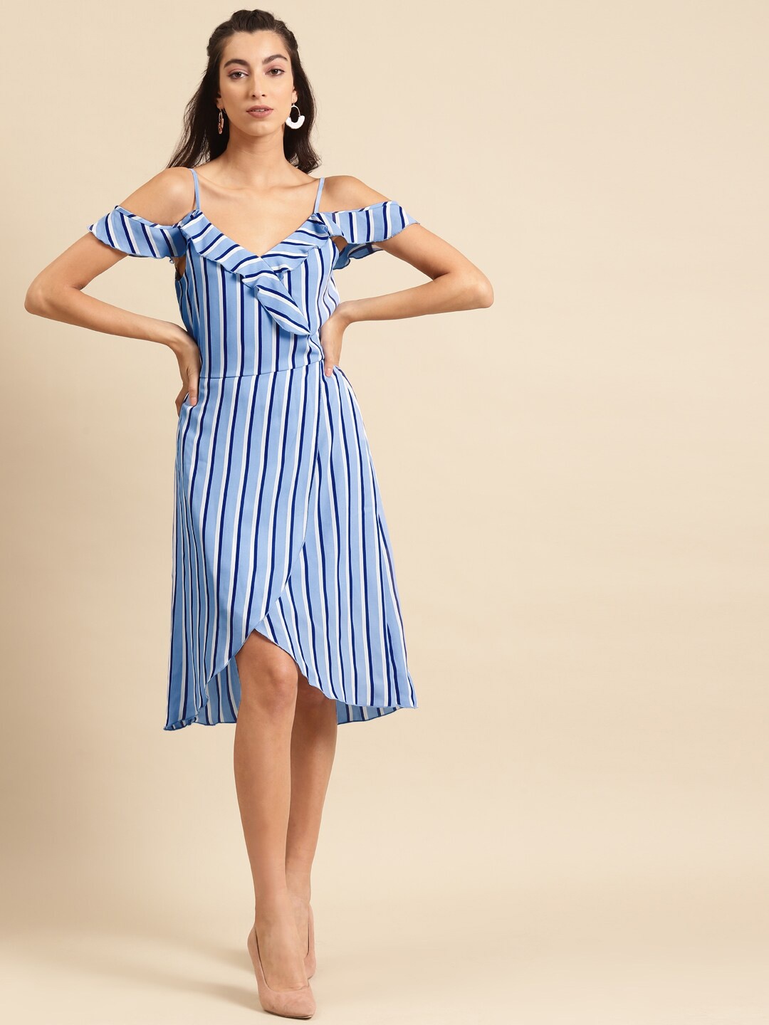 

DODO & MOA Striped Crepe Dress, Blue